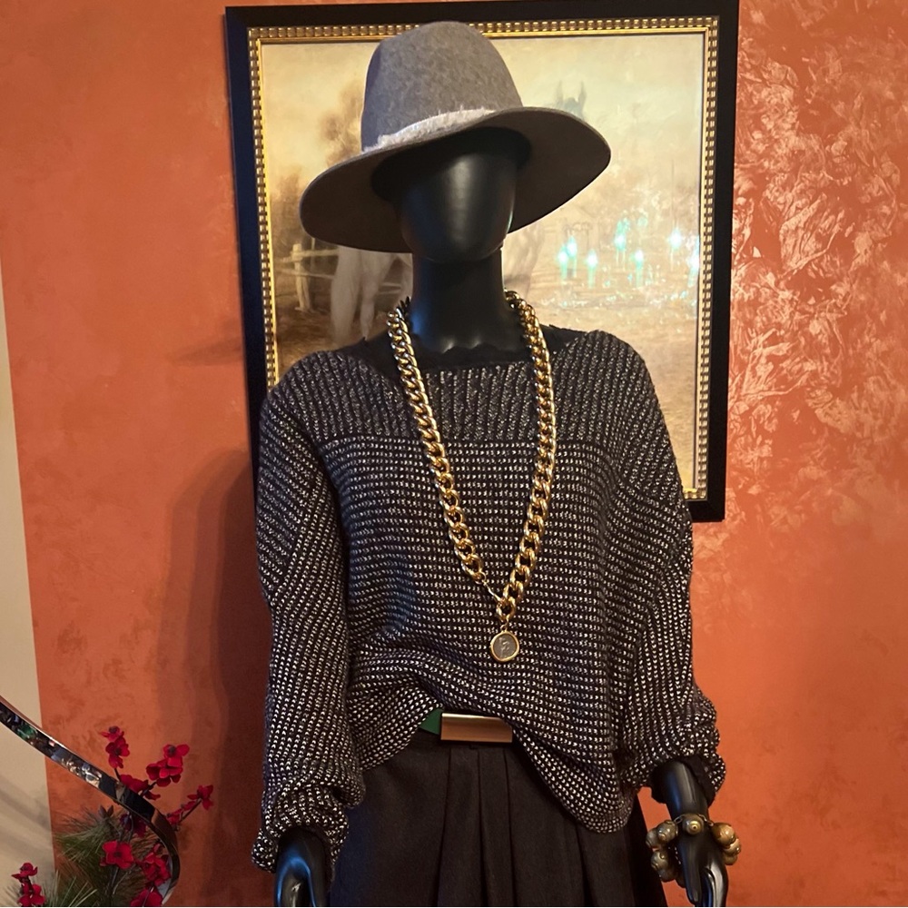 Velvet Black and White Knit Sweater